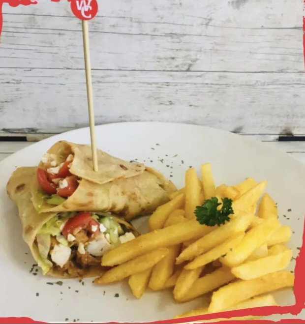 Crumbed Chicken Roti & Chips