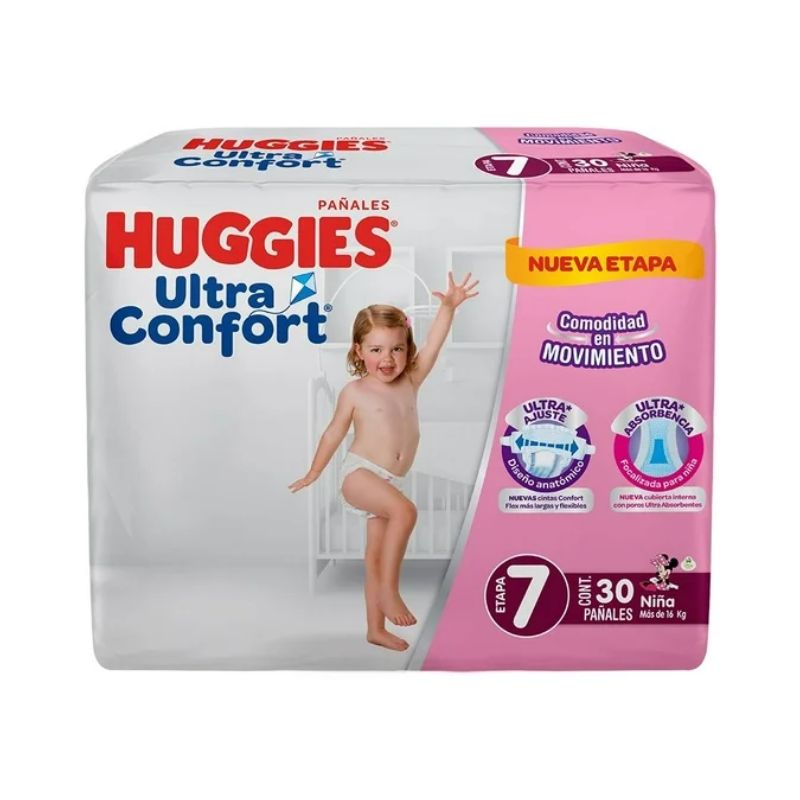 Pañales Huggies Ultra Confort Etapa 7 con 30 Piezas Niña_0