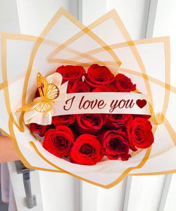 12 roses bouquet  I love you