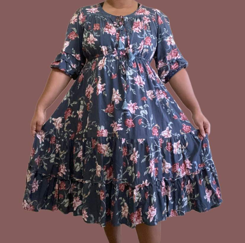 Midnight Garden Ruffle Dress_0