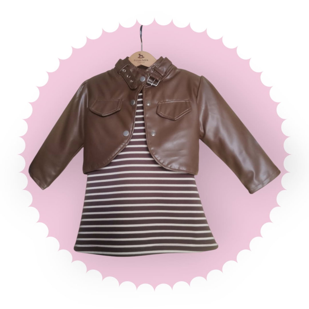 Woolen Dress With Leather Jacket