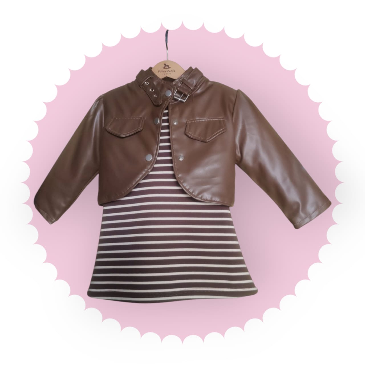Woolen Dress With Leather Jacket_0