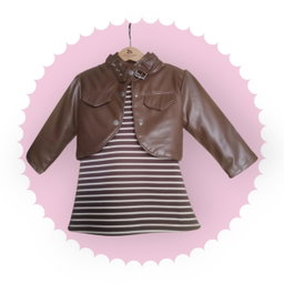 Woolen Dress With Leather Jacket