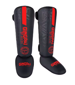 Boxing Shin Guards 2 Pcs Red GINGPAI MMA , Muay Thai , Kick Boxing , Karate , Protective Gear 