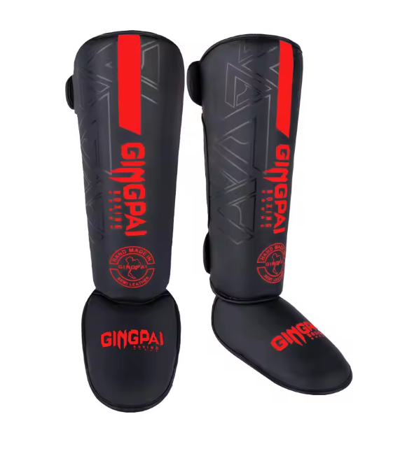 Boxing Shin Guards 2 Pcs Red GINGPAI MMA , Muay Thai , Kick Boxing , Karate , Protective Gear