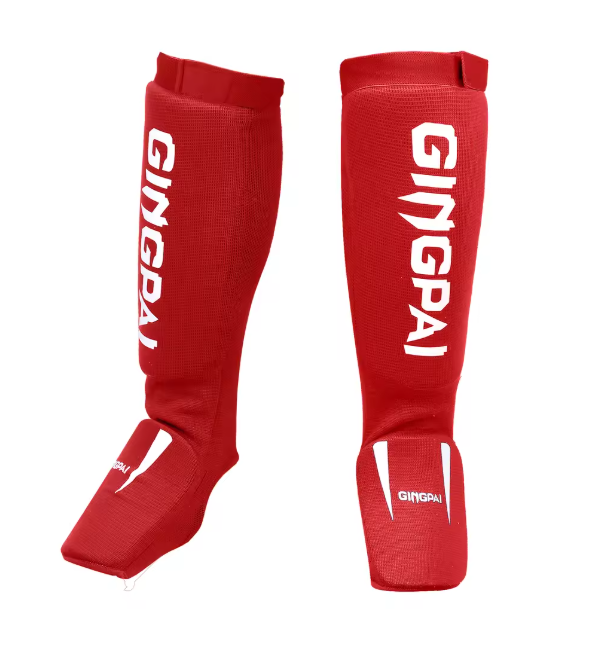 Shin Guard Gingpai (Blue/Red) Boxing / MMA /Muay Thai / Martial Arts ankle protector foot protection TKD kickboxing pad Muaythai Training Leg support protectors_1