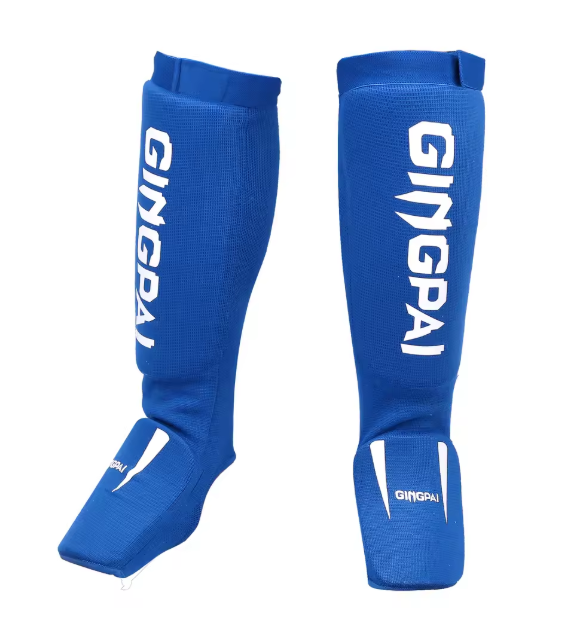 Shin Guard Gingpai (Blue/Red) Boxing / MMA /Muay Thai / Martial Arts ankle protector foot protection TKD kickboxing pad Muaythai Training Leg support protectors_2