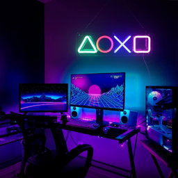 Led de Néon Botão de Playstation