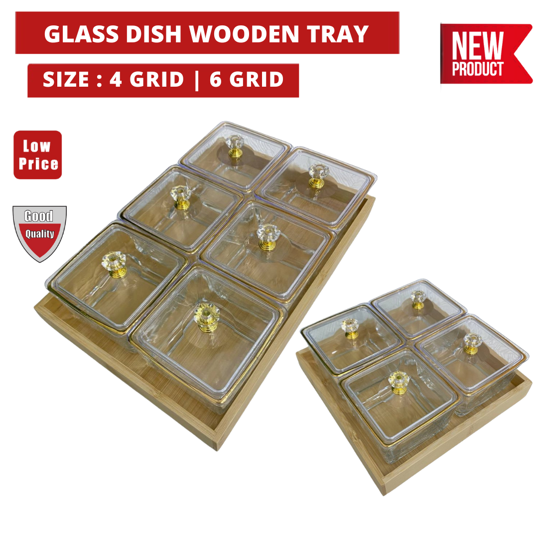 GLASS DISH WOODEN TRAY_0