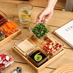 GLASS DISH WOODEN TRAY