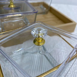 GLASS DISH WOODEN TRAY