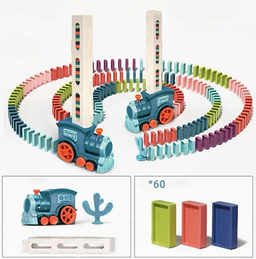 Electric Domino laying Train Toy Set. 60 Pcs