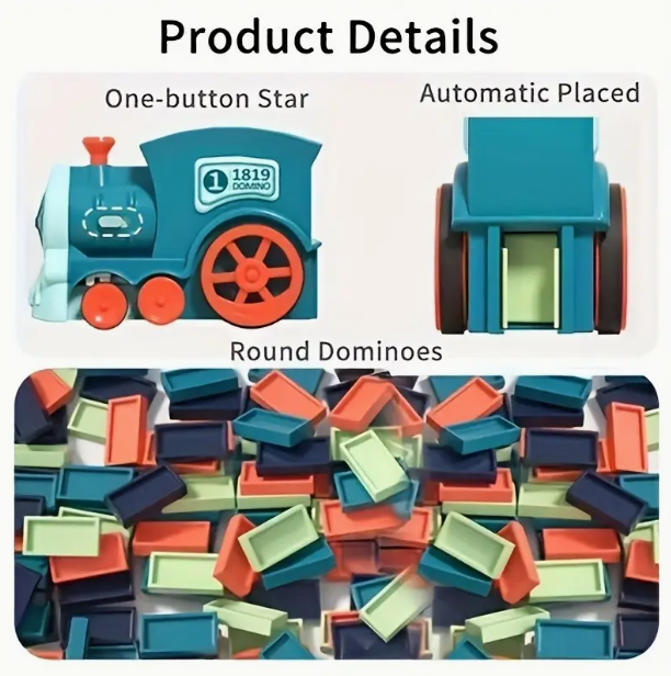 Electric Domino laying Train Toy Set. 60 Pcs_2