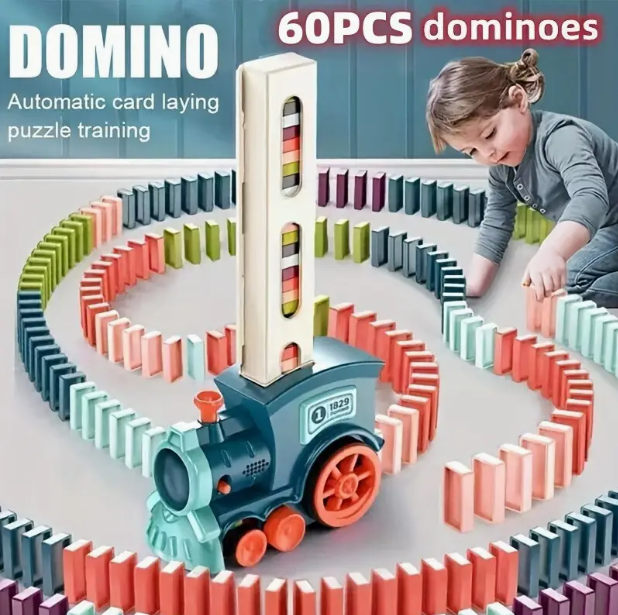 Electric Domino laying Train Toy Set. 60 Pcs_1
