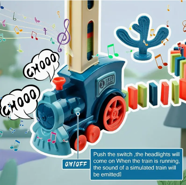 Electric Domino laying Train Toy Set. 60 Pcs_3