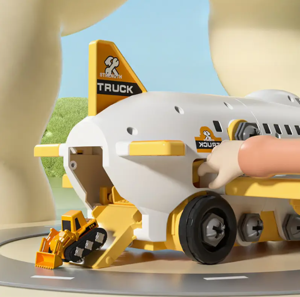 1 Set Kids Transforming Toy Airplane Track Set - 2-in-1 Educational & Fun Plastic Toy with Mixed Colors for Children_2