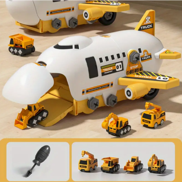 1 Set Kids Transforming Toy Airplane Track Set - 2-in-1 Educational & Fun Plastic Toy with Mixed Colors for Children_1
