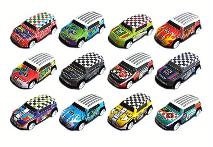 24 pcs retro-style tin pull-back toy cars, Packaged in a container gift box._3