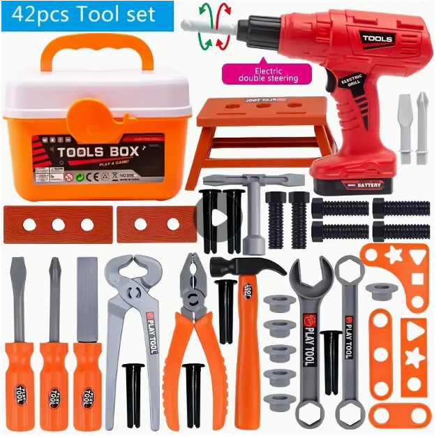 Tool Kit Toy Set, Simulating Repair with an Electric Drill,_0