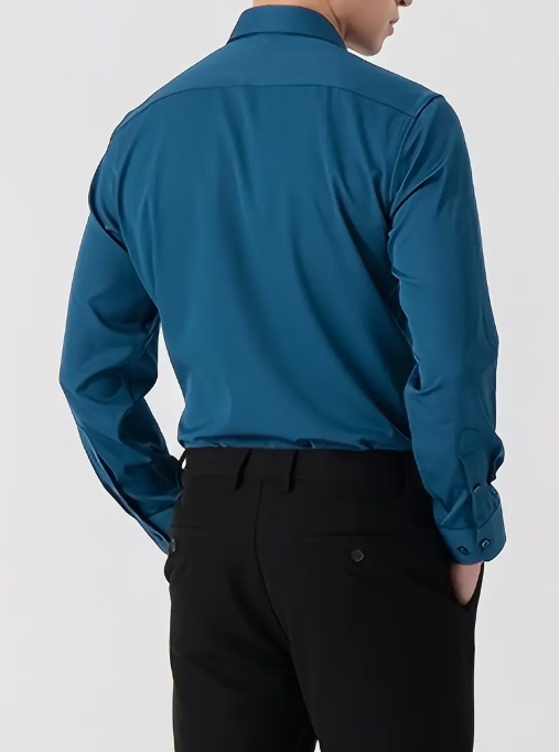 Mens solid colour long sleeve office shirt_4