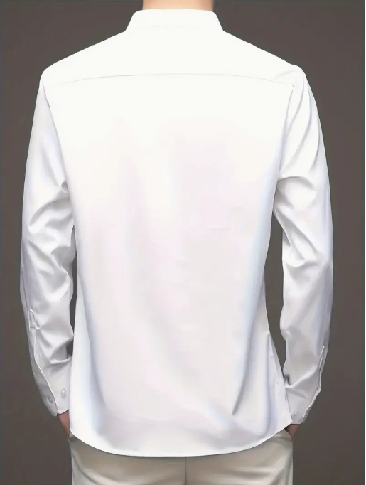 Mens solid colour long sleeve office shirt_5