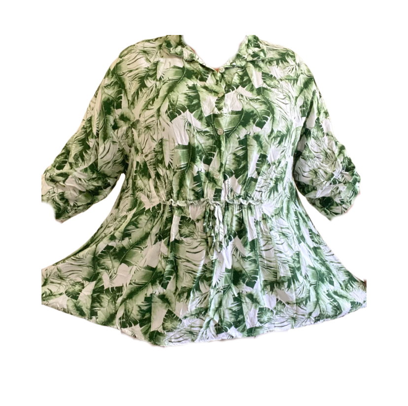 Tropical Leaf Button up Blouse 