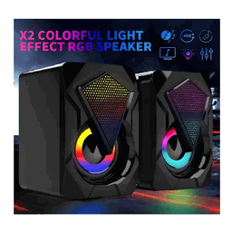 Coluna Gamer X2 RGB para PC, Notebook, Smartphone (cabo P2)