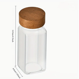 12pcs Square Glass Spice Jars Set with Bamboo Lids (4oz)