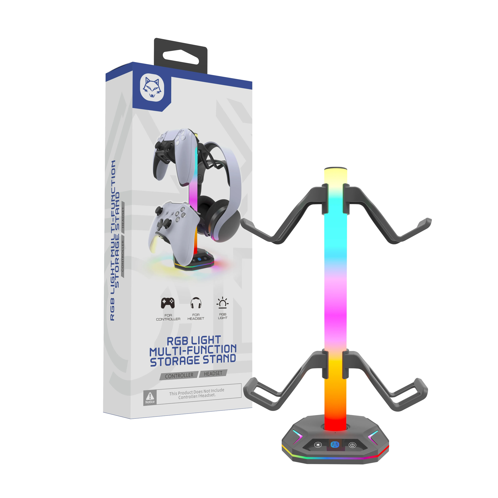 Suporte de fone de ouvido e Comandos com Luz RGB, acessórios para mesa de jogos, 10 modos de iluminação_2