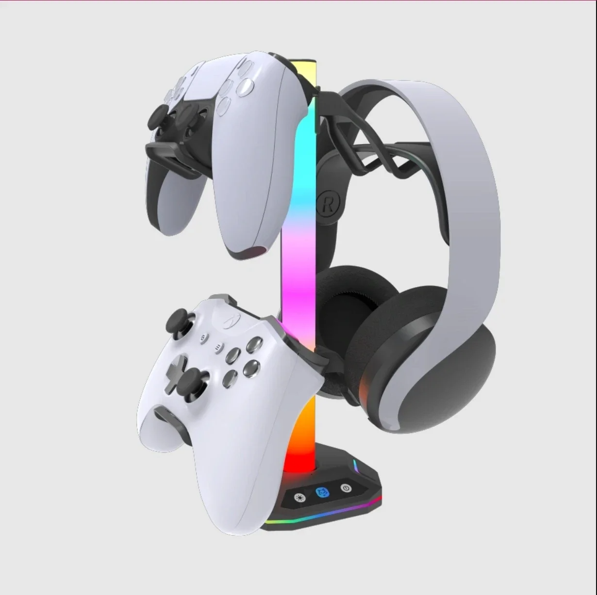 Suporte de fone de ouvido e Comandos com Luz RGB, acessórios para mesa de jogos, 10 modos de iluminação_0