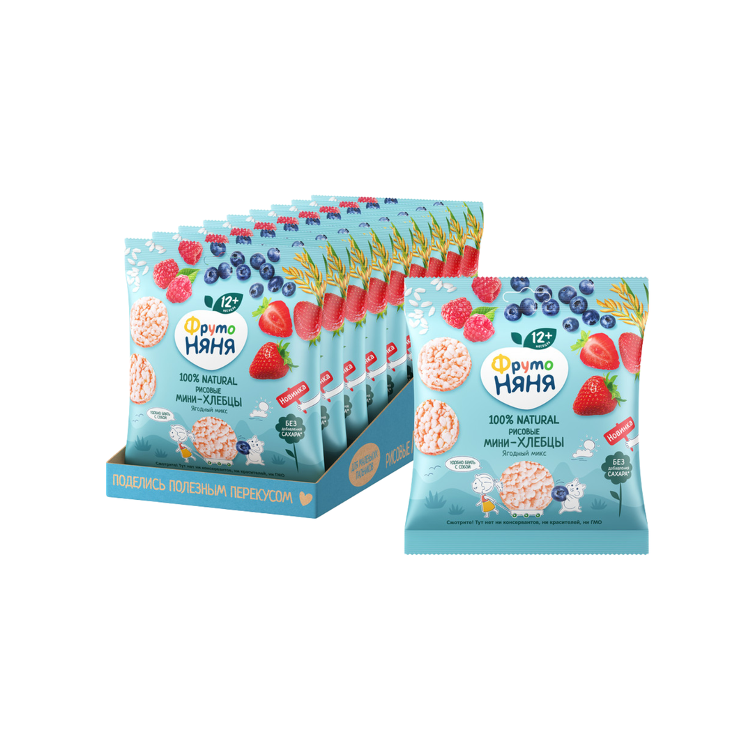 Rice crisps FrutoNanny apple, strawberry, blueberry & raspberry