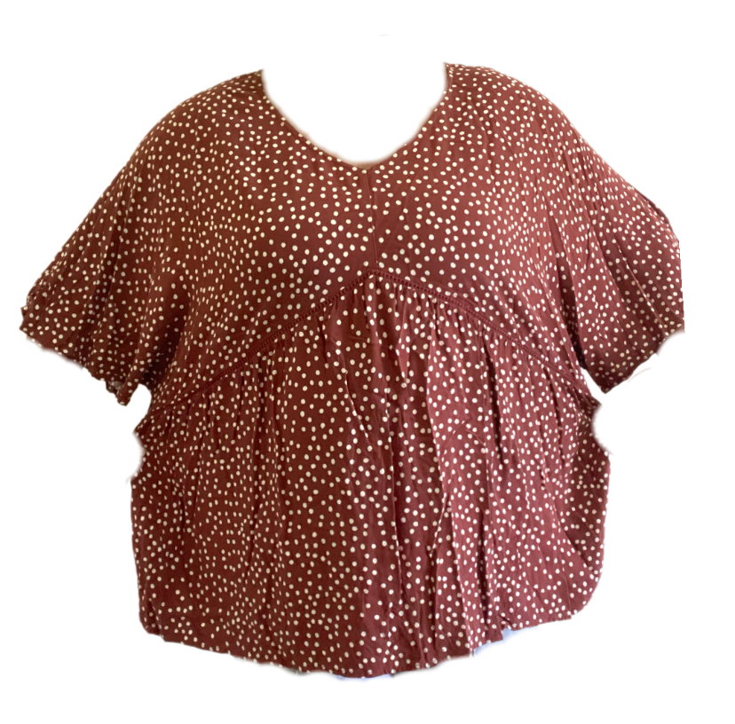 Burgundy Polka Dot Sheer Blouse_0