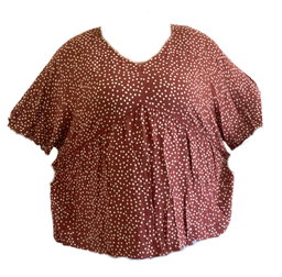 Burgundy Polka Dot Sheer Blouse