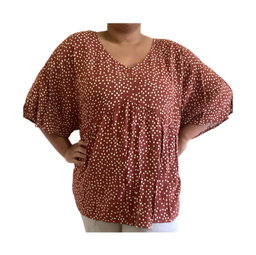 Burgundy Polka Dot Sheer Blouse
