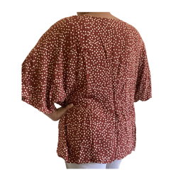 Burgundy Polka Dot Sheer Blouse