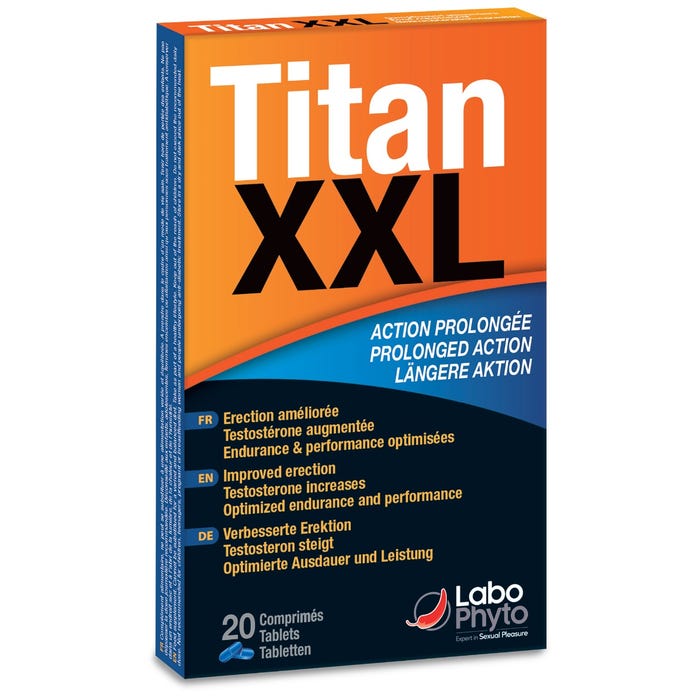 TITAN XXL - Stimulant Sexuel Rapide Action Prolongée, 20 Gélules
