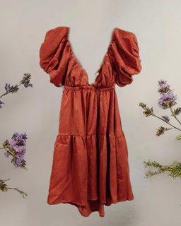 Backless Ruffle Hem Orange Dress