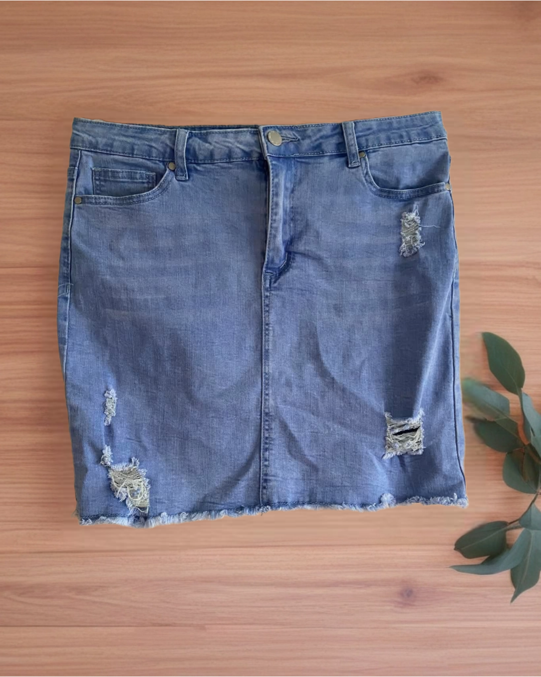 Ripped Denim Skirt