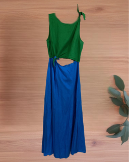 Two Toned Cut Out Knot Deital Dress