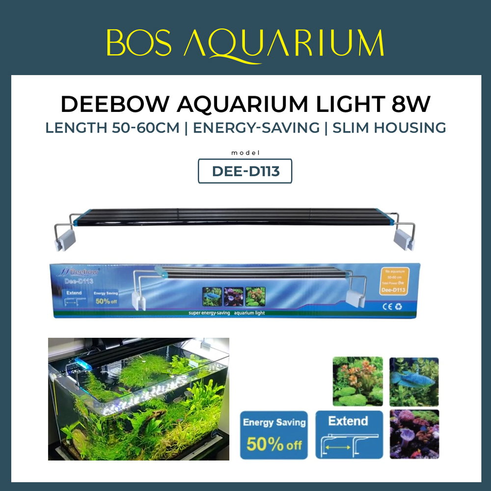 Deebow D-113 Aquarium 8W Light - Energy Saving / Super Slim Housing / Cool Operation *Fits 50-60cm Aquarium_0