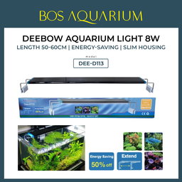 Deebow D-113 Aquarium 8W Light - Energy Saving / Super Slim Housing / Cool Operation *Fits 50-60cm Aquarium