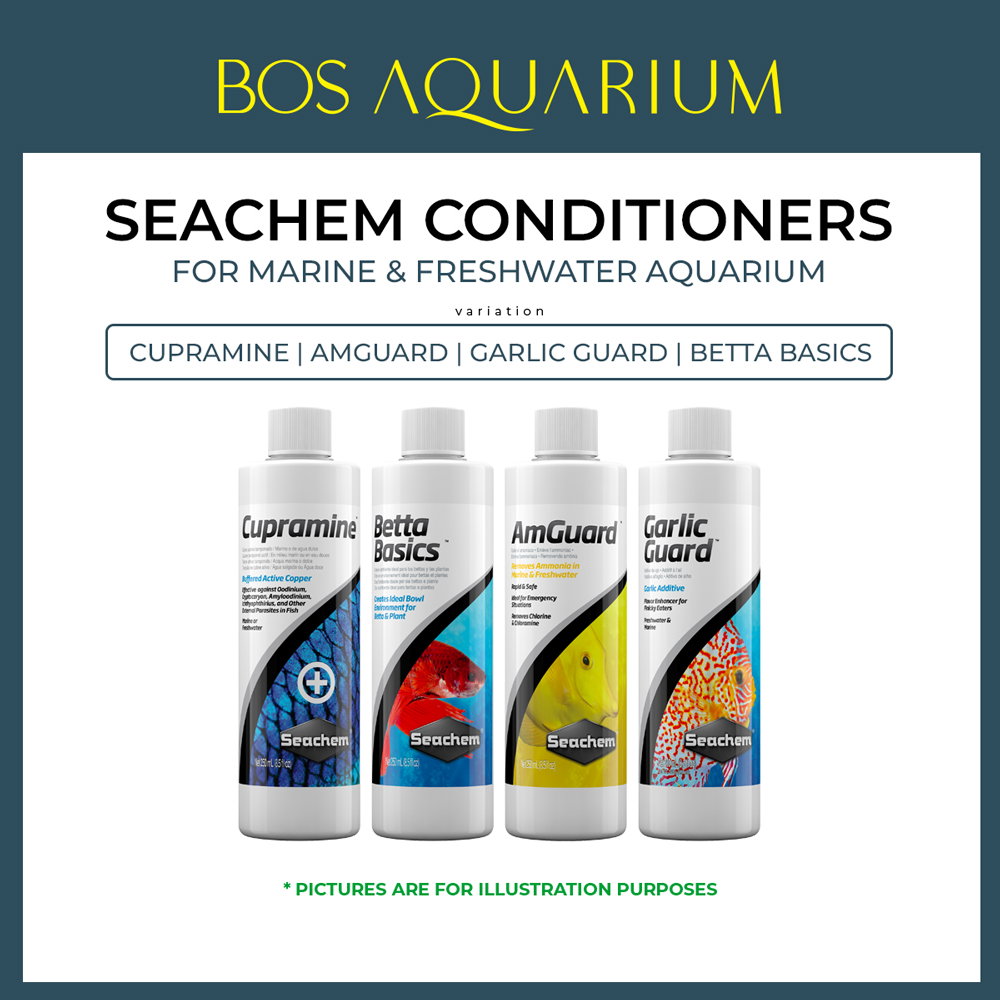 Seachem Water Conditioners Aquarium Aquascape Fish ( Garlic Guard / AmGuard / Betta Basics / Cupramine )_0