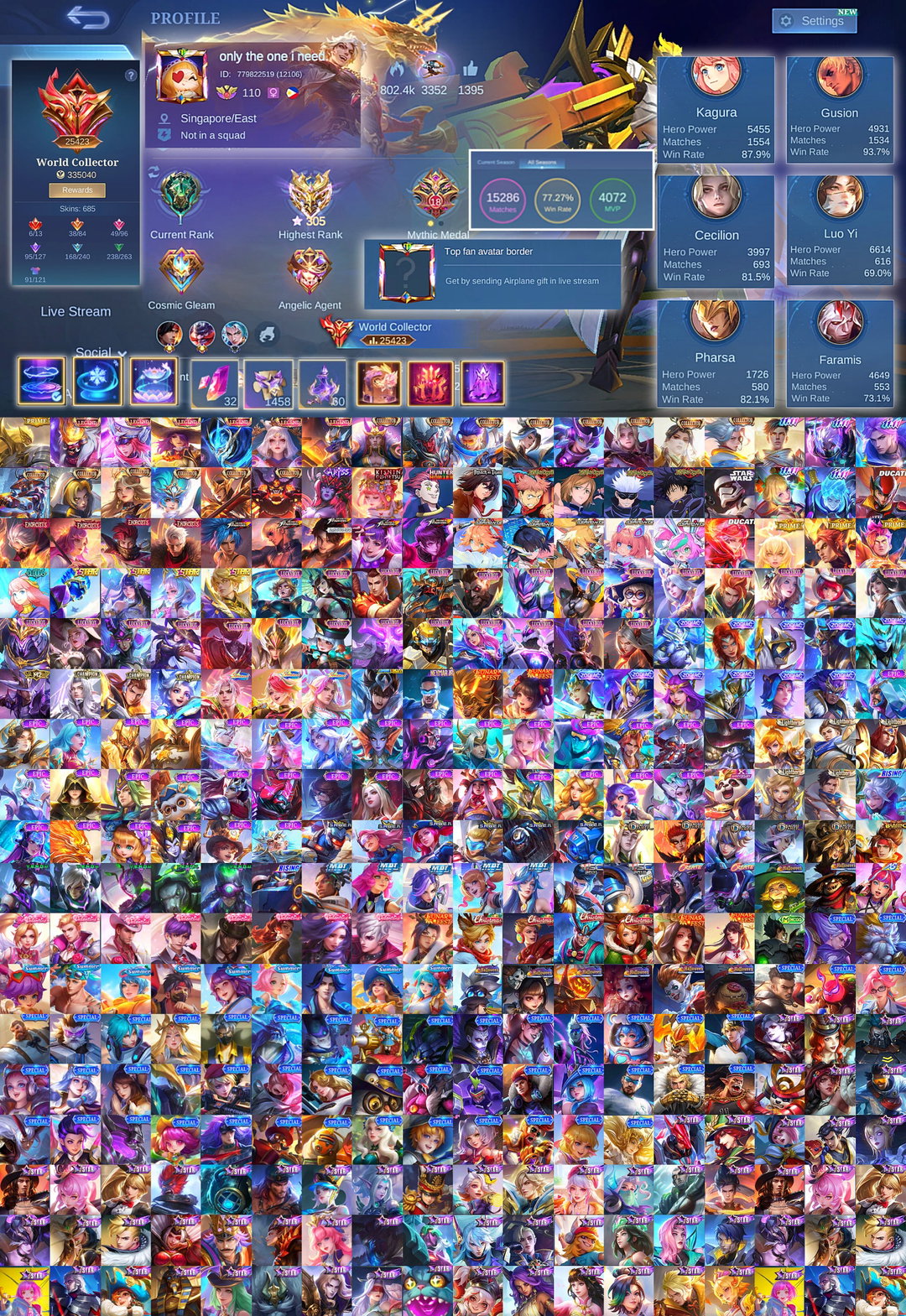 [World Collector] High WR MLBB Account