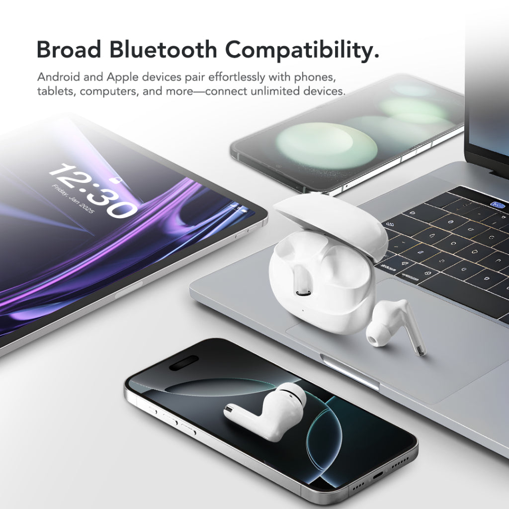Dmes Go Buds Wireless Earbuds Bluetooth 5.4 HiFi Stereo 13mm Driver IPX4 Water Resistant 7H Battery Lightweight Fit_3