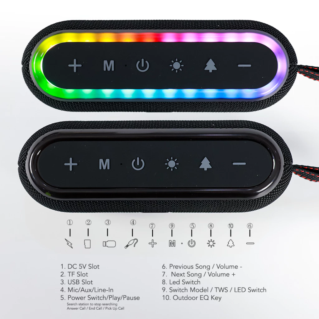 Dmes DS12 Bluetooth Speaker RGB Light TWS Wireless 360 Stereo 7W Output Phone Holder AUX TF FM_5