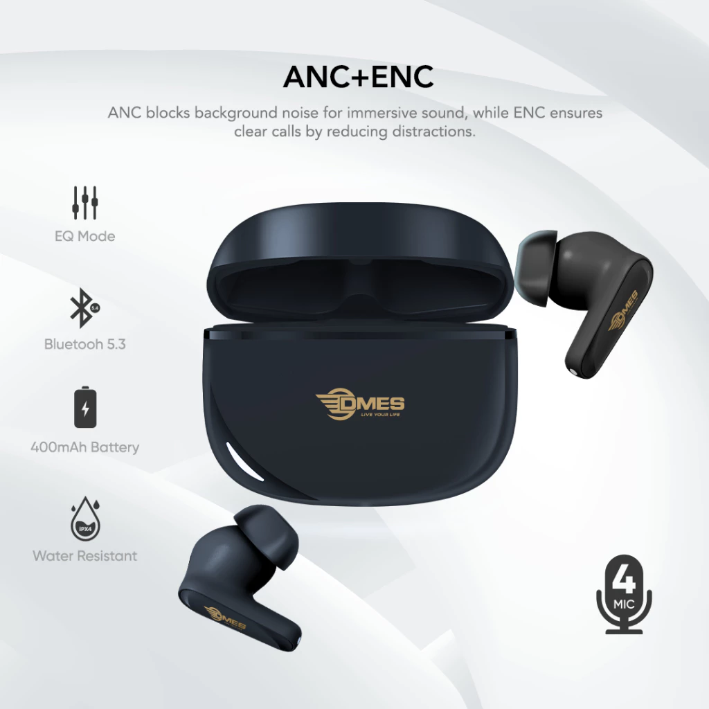 Dmes DE13 ANC Wireless Earbuds Bluetooth 5.3 ENC 4 Mic 60ms Low Latency Dual Mode 10mm Driver IPX4 Game Music Use_2