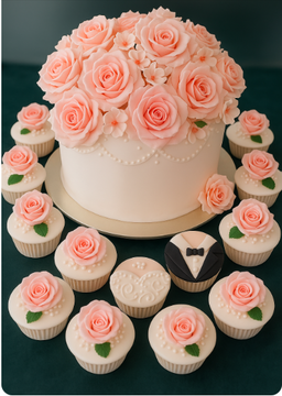 One Tier with Cup Cakes Fondant Cover