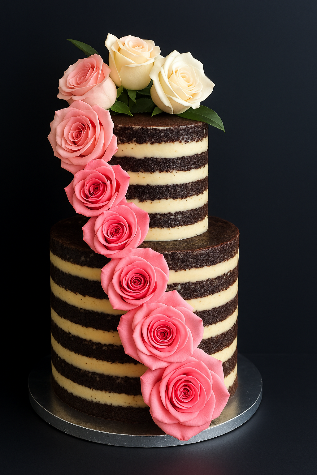 Two Tiers Semi Naked Cake_0