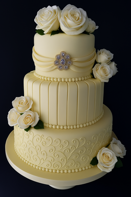 Three Tiers Ivory Fondant Wedding Cake