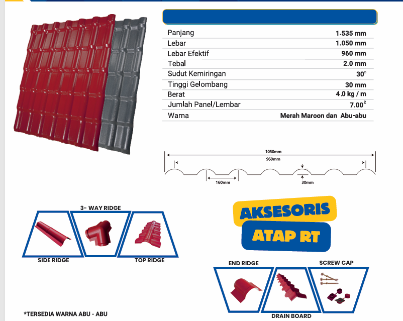 Genteng uPVC Supreme Lebar 105cm (bersih 96cm)_3